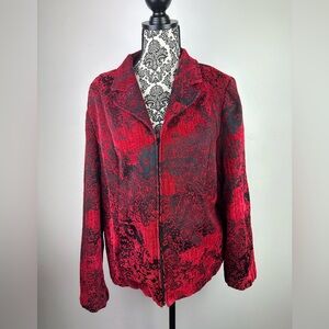 Christopher Banks Red and Black Women's Zip Blazer